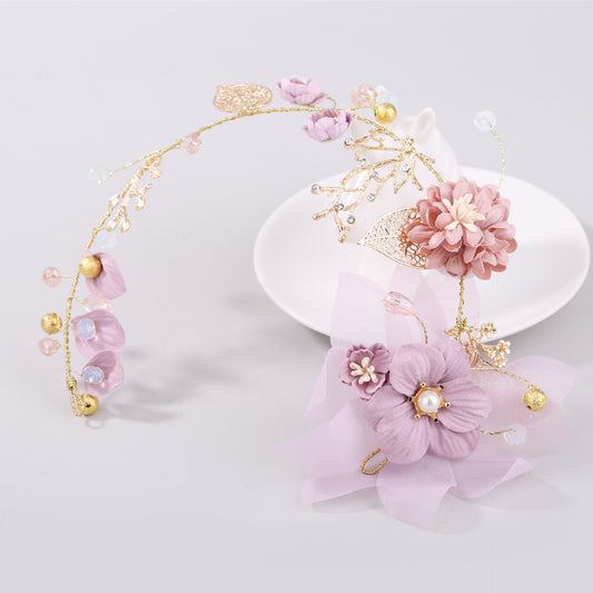 Handmade Head Gold Leaf Branch Flower Wedding Hair Accessories