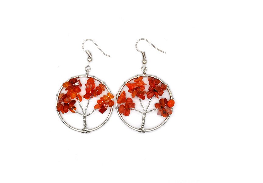 Natural Crystal Crushed Stone Wishing Tree Earrings