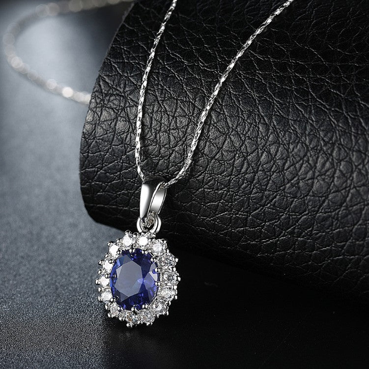 18K White Gold & Blue Sapphire Jewelry Set