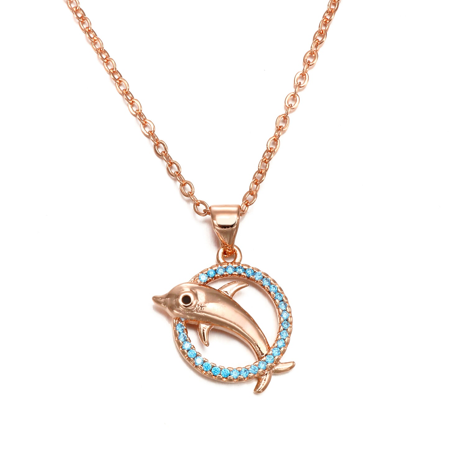 Dolphin with Blue Rhinestone Hoop Necklace