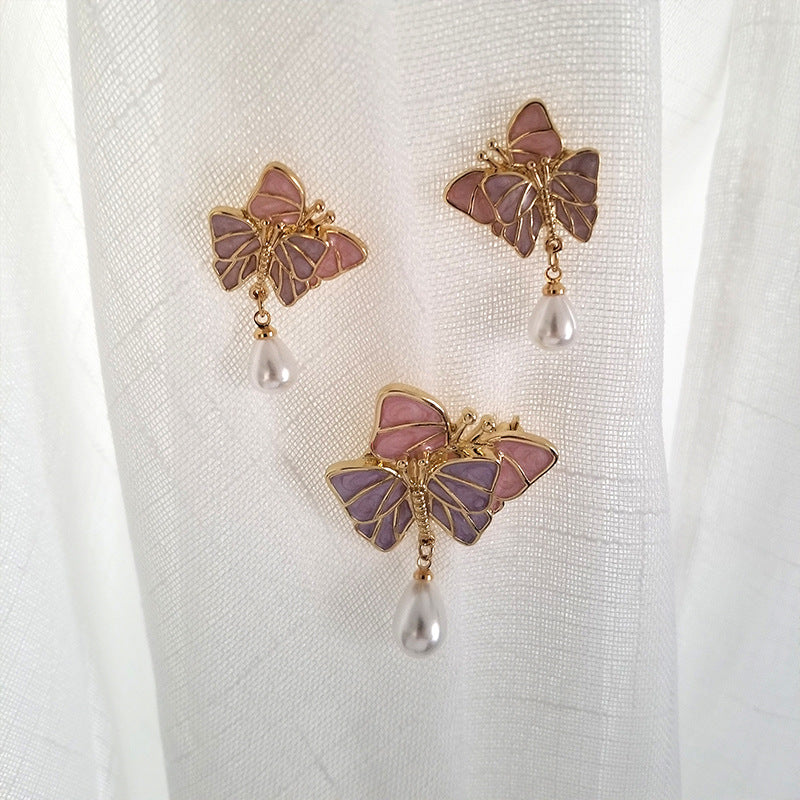 Simple Butterfly Pearl Earrings