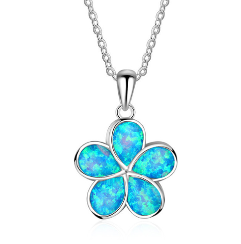 Silver Filled Blue Opal Sea Turtle Pendant Necklace