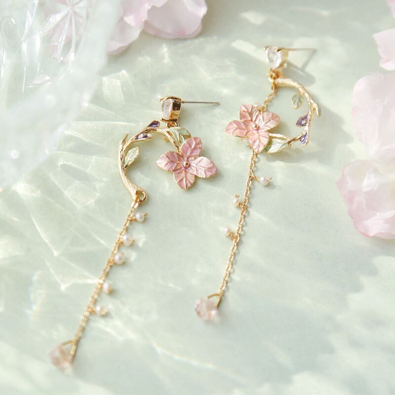 Vintage Flower Long Dangle Earrings