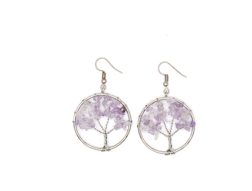 Natural Crystal Crushed Stone Wishing Tree Earrings