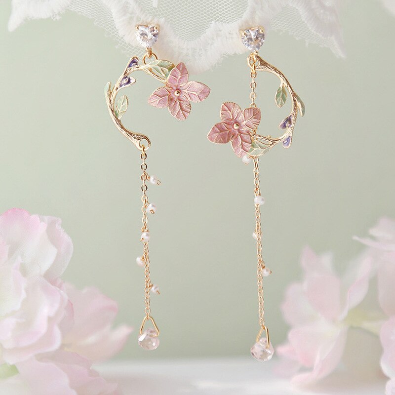 Vintage Flower Long Dangle Earrings