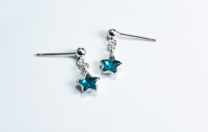 Five-star crystal ear studs