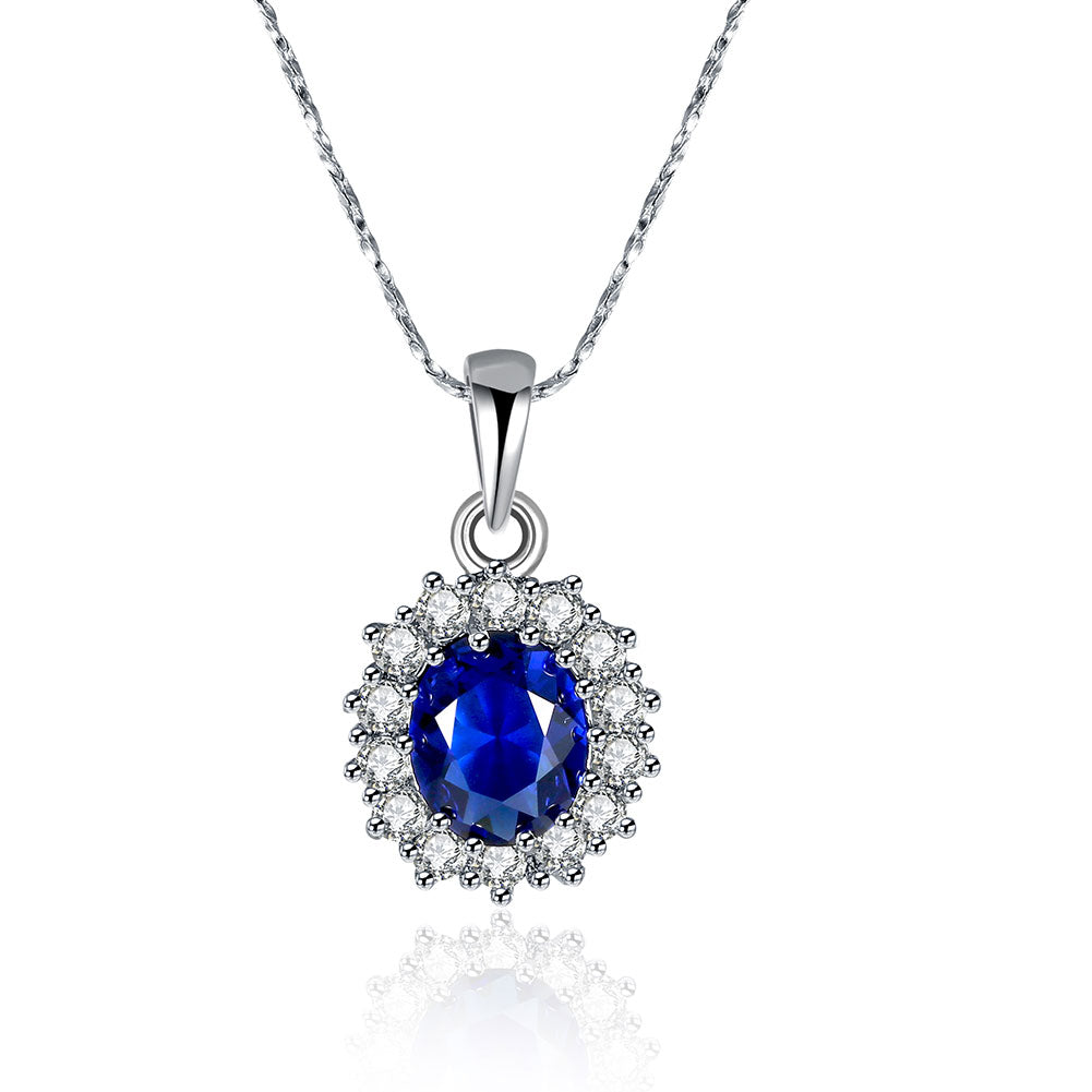 18K White Gold & Blue Sapphire Jewelry Set