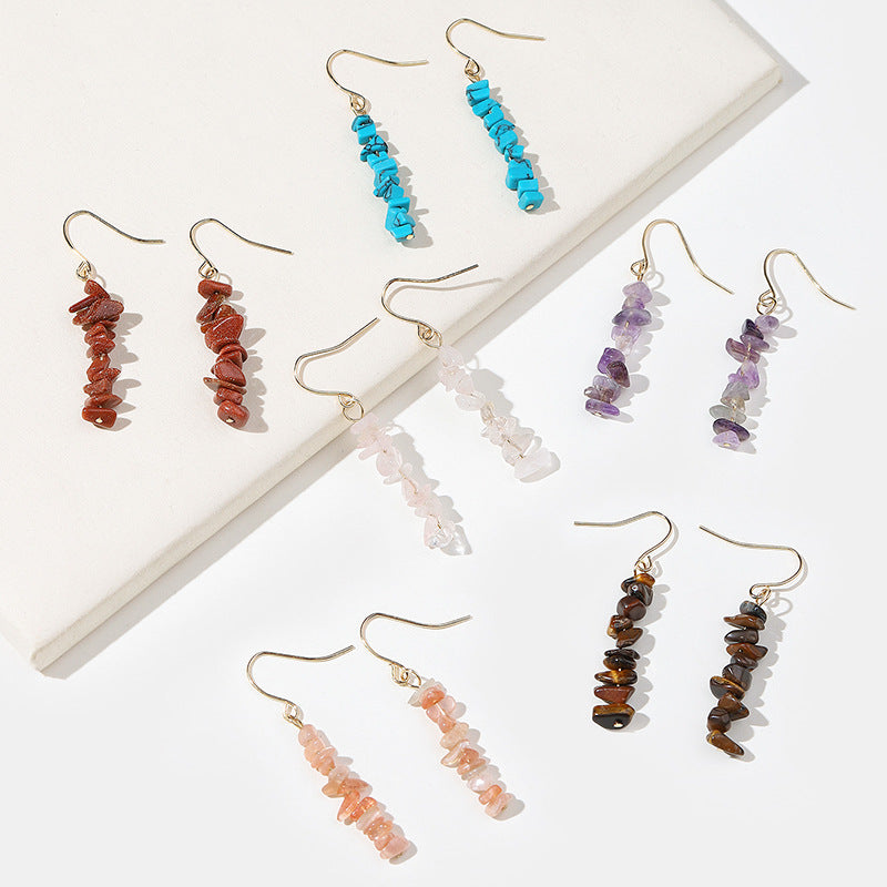 New Natural Crystal Stone Women's Earrings