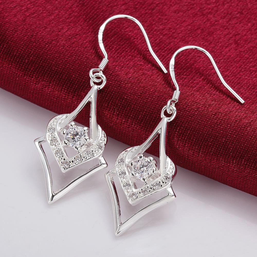 Personality With Geometric Silver-plated Diamond Zircon Heart-shaped Hexagonal Star Earrings