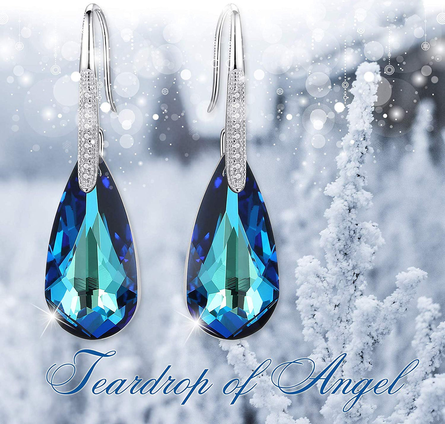 Bermuda Blue Linear Diamond Cut Pav'e Earrings