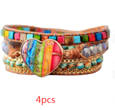 7 Chakra Leather Wrapped Bracelet