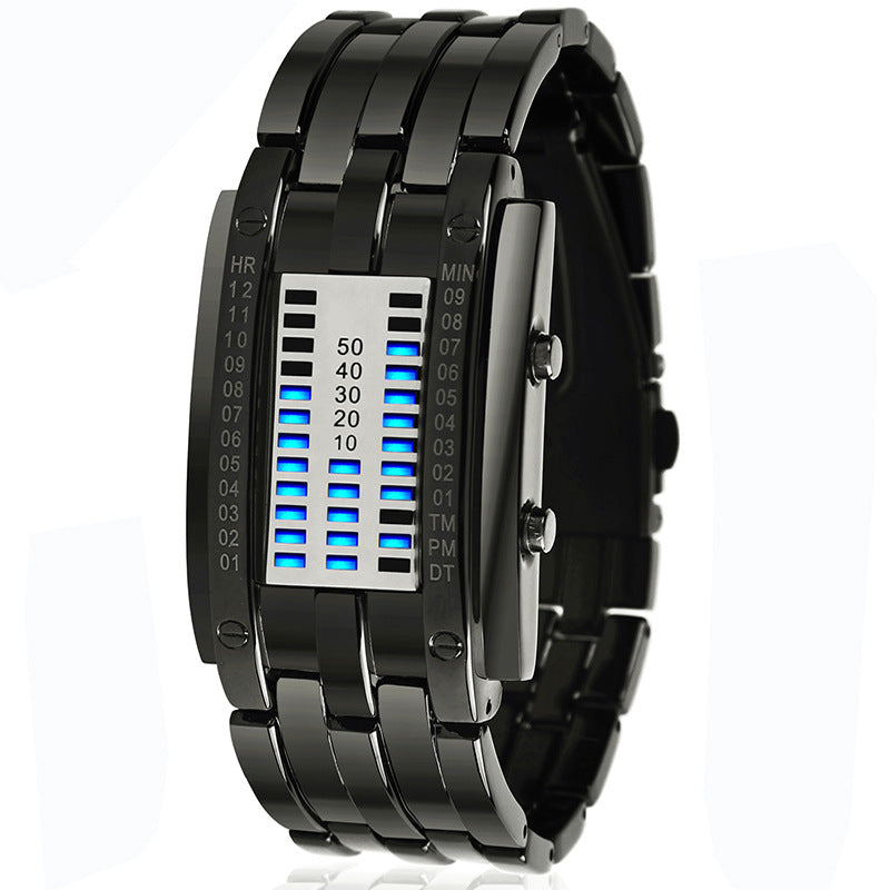 Double Row Light Binary LED Electronic Hand Unisex Watch